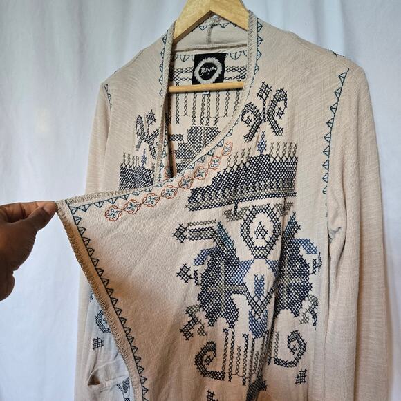 Johnny Was Biya Womens Embroidered Open Front Long Duster Size S Boho Western - Picture 6 of 12